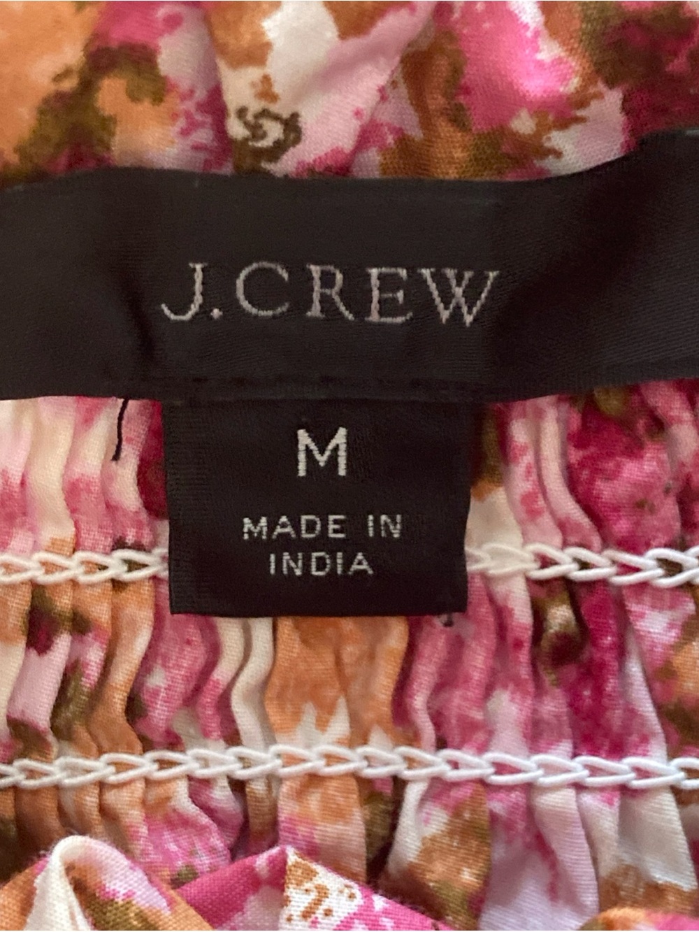 J. Crew Pink and Tan Floral Smocked Yoke puff sleeves Blouse top women’s medium - Picture 3 of 7